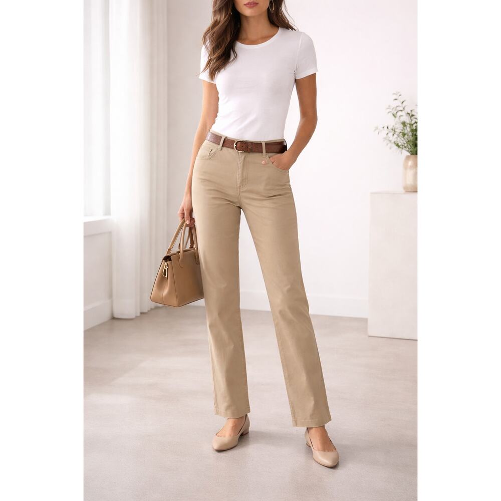 Gloria Vanderbilt Beige Straight Leg Pants Size 6 28 Inseam
